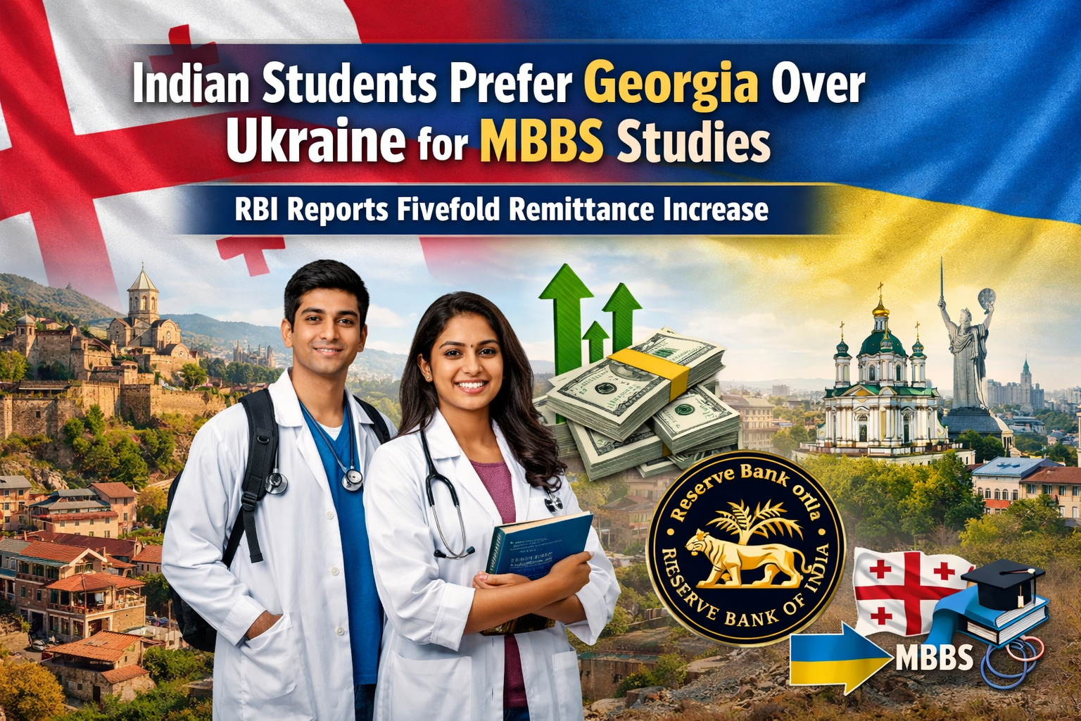 Indian Students Prefer Georgia Over Ukraine for MBBS Studies: RBI Reports Fivefold Remittance Increase