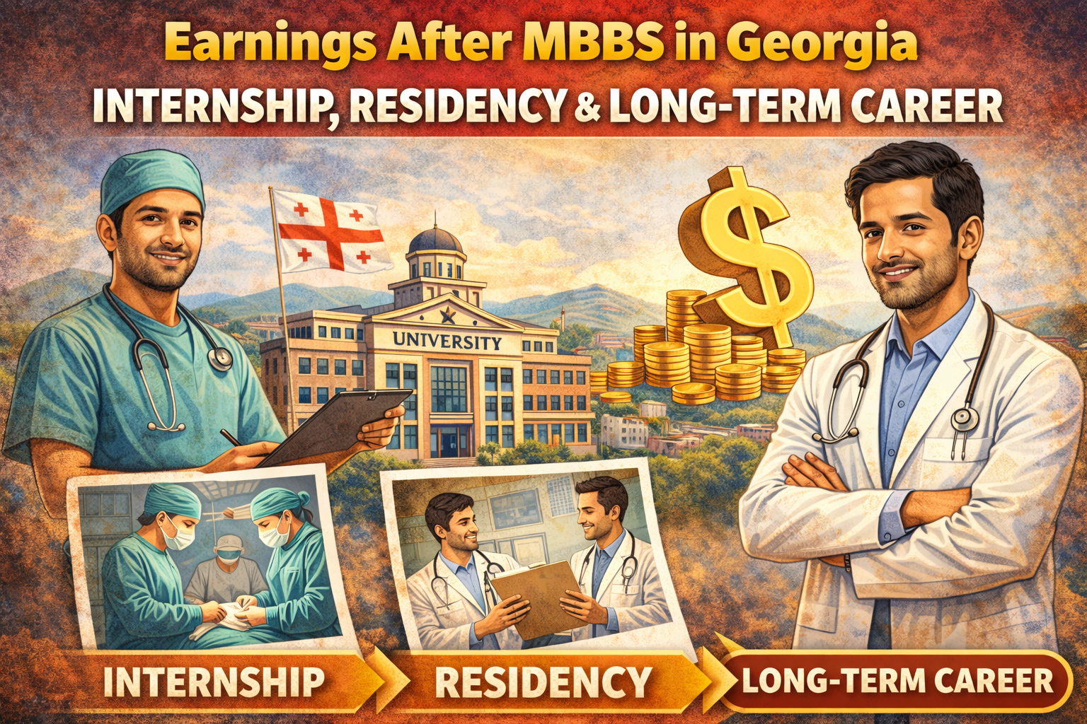 Earnings After MBBS in Georgia – Internship, Residency & Long-Term Career