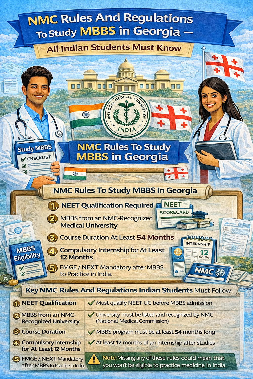 NMC Rules And Regulations To Study MBBS In Georgia – All Indian Students Must Know