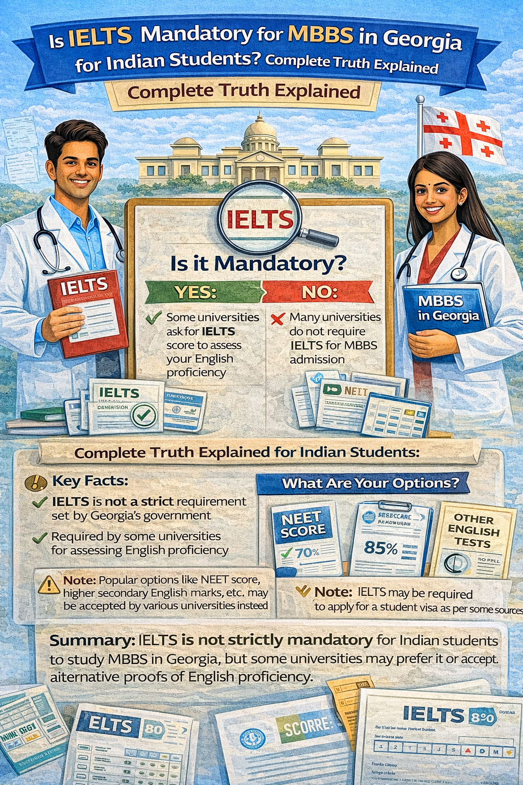 Is IELTS Mandatory for MBBS in Georgia for Indian Students? Complete Truth Explained