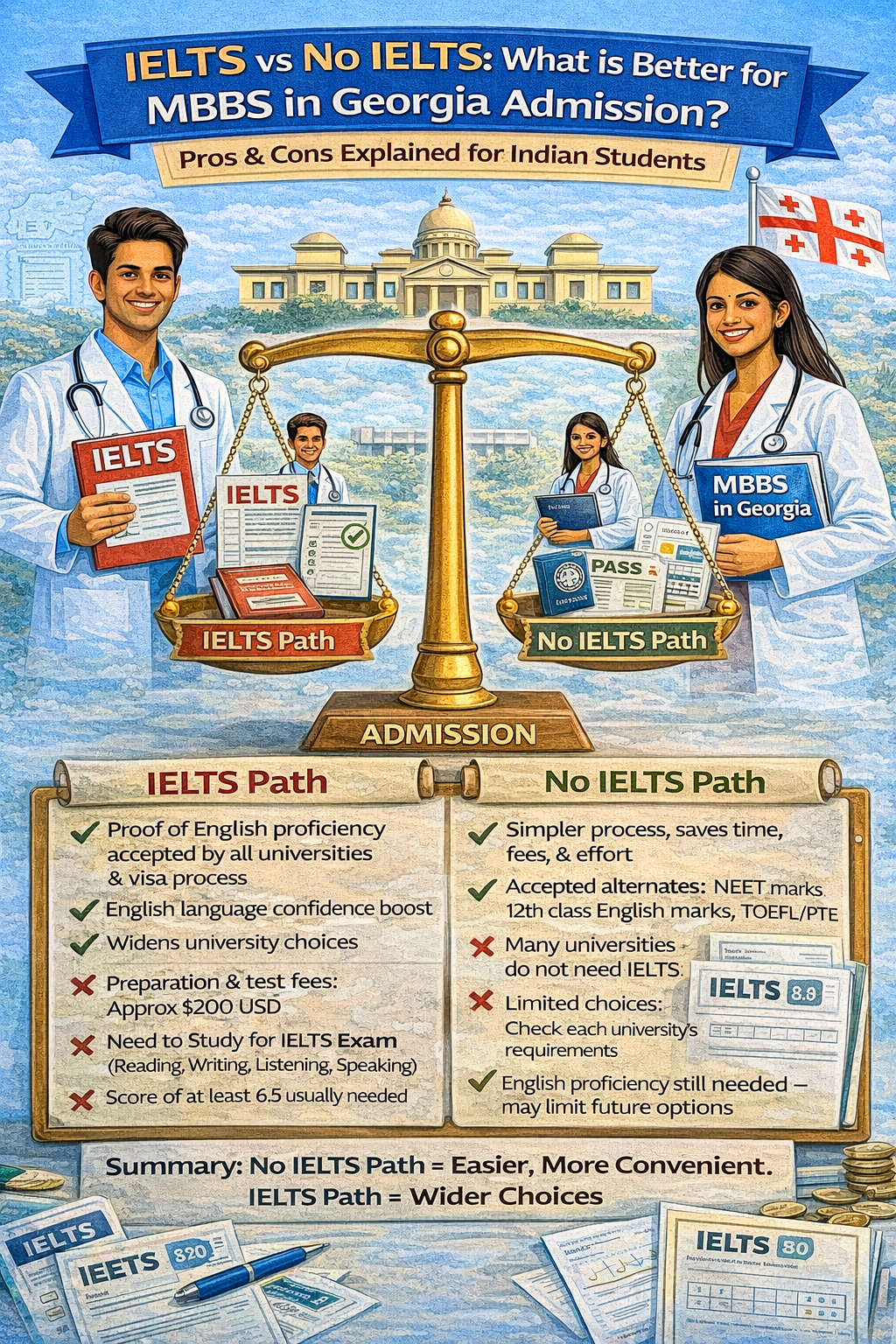 IELTS vs No IELTS: What is Better for MBBS in Georgia Admission?