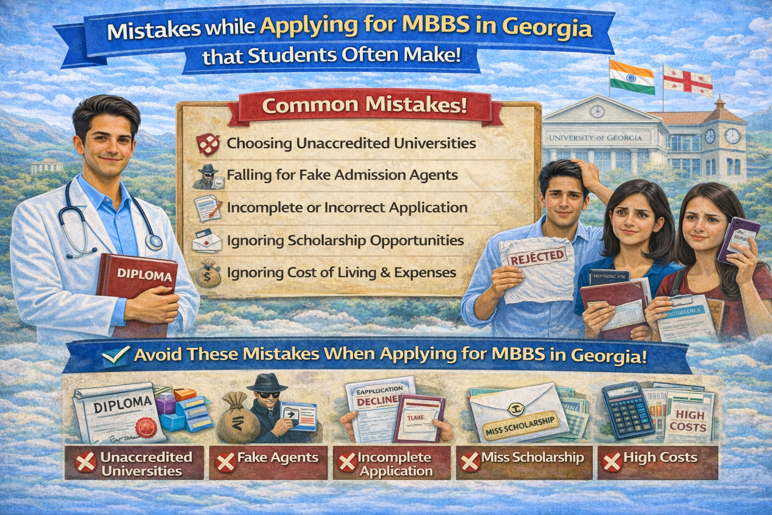 Mistakes while applying for MBBS in Georgia that students are often guilty of.