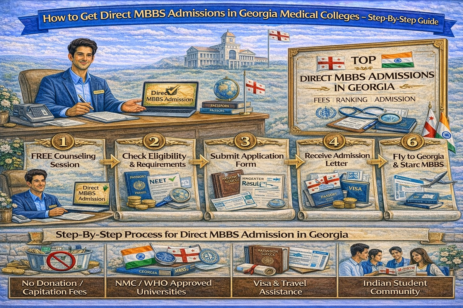How to Get Direct MBBS Admissions in Georgia Medical Colleges – Step-By-Step Guide
