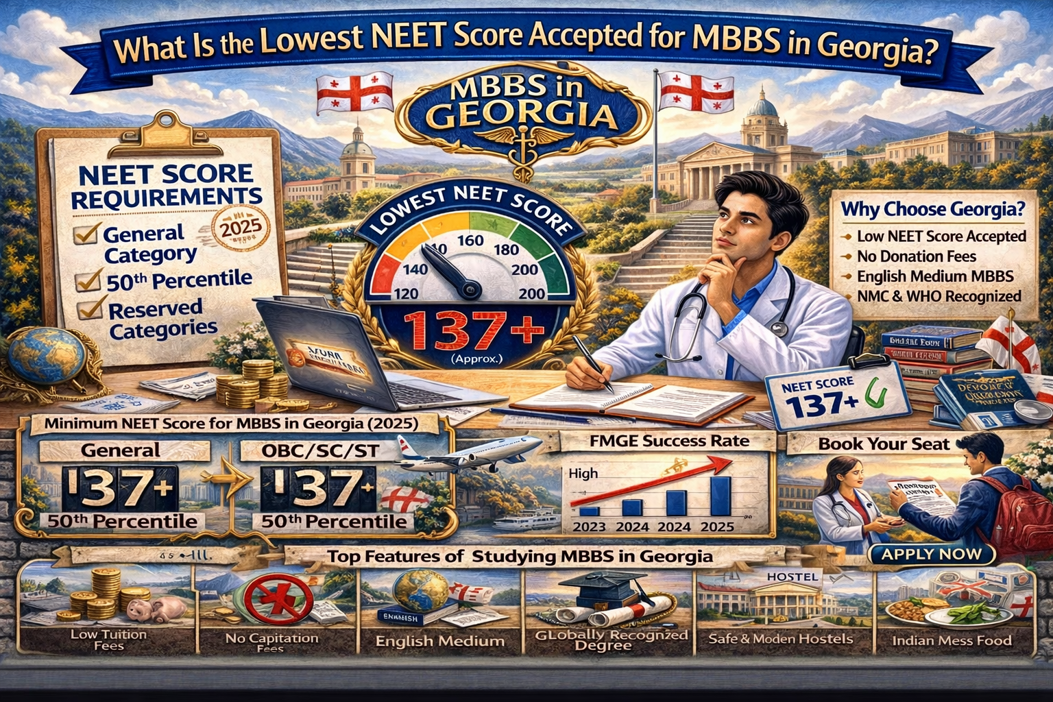 What Is the Lowest NEET Score Accepted for MBBS in Georgia?