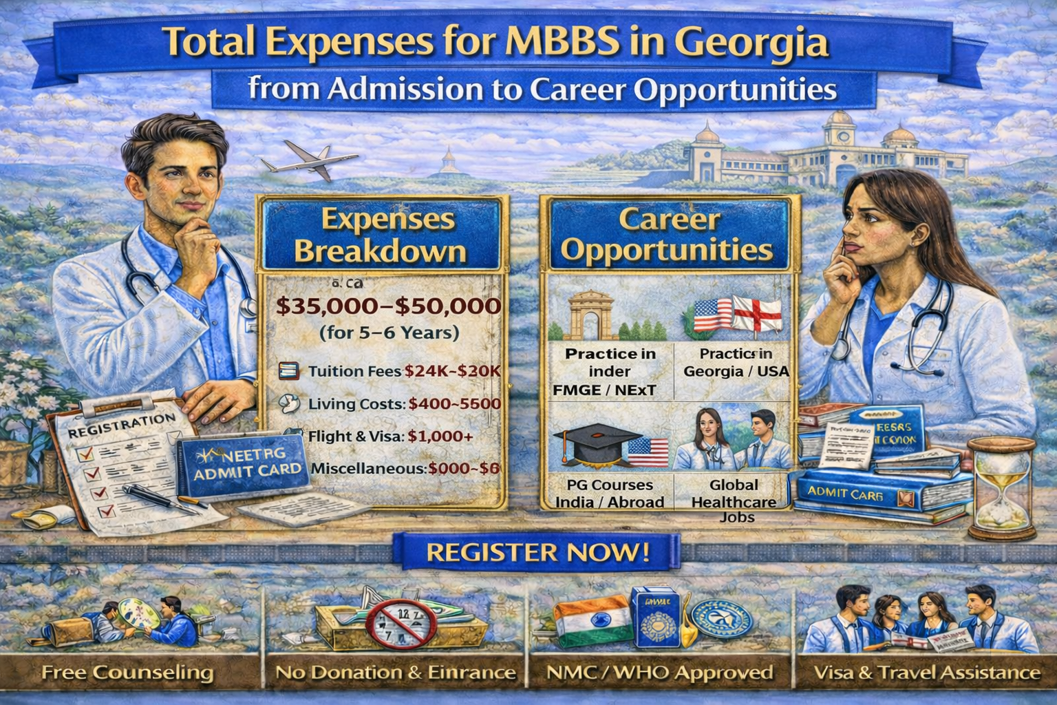 Total Expenses for MBBS in Georgia from Admission to Career Opportunities