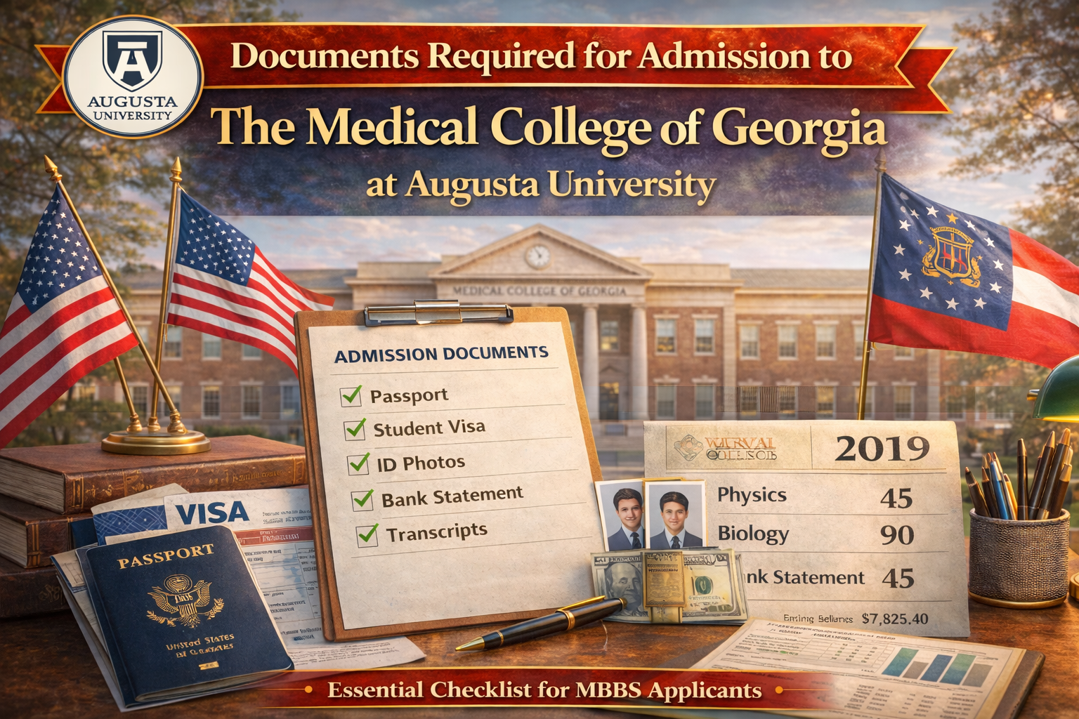 Documents Required for Admission to the Medical College of Georgia at Augusta University | NEET Rank Predictor, NMC & MBBS in Georgia Guide