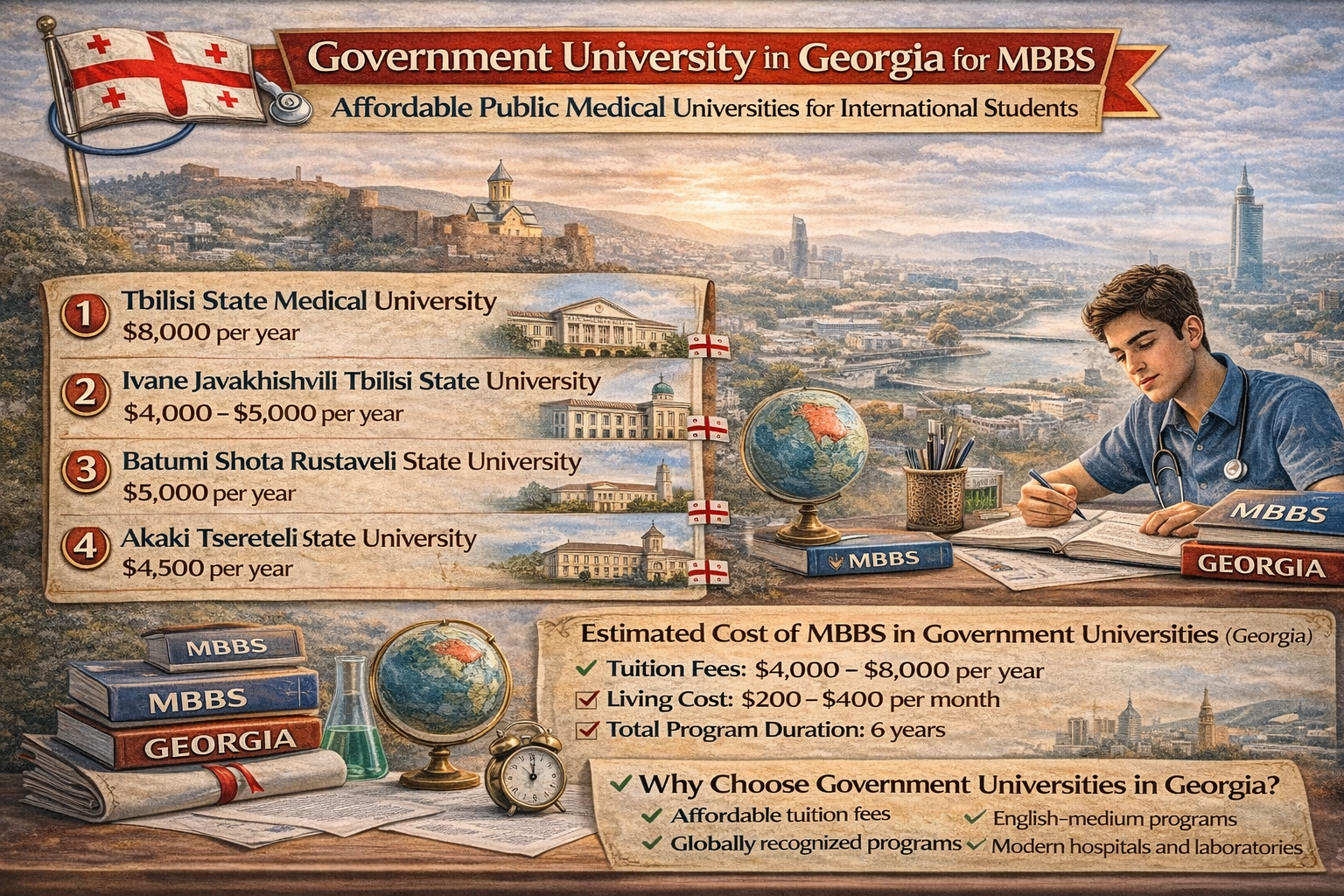 Government University in Georgia for MBBS: Affordable Public Medical Universities for International Students