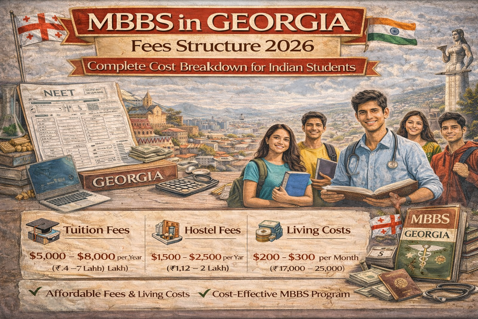 MBBS in Georgia Fees Structure 2026: Complete Cost Breakdown for Indian Students