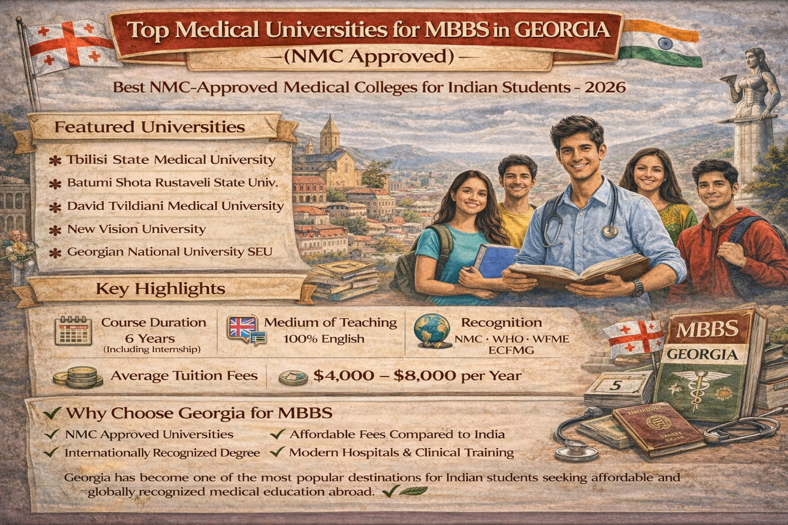 Top Medical Universities for MBBS in Georgia (NMC Approved) – Best Colleges for Indian Students