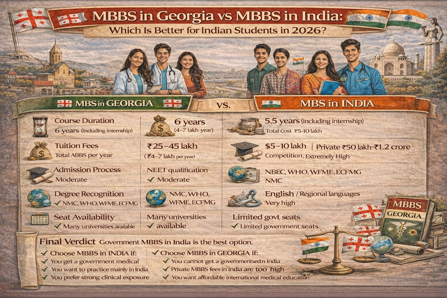 MBBS in Georgia vs MBBS in India: Which is Better for Indian Students in 2026?