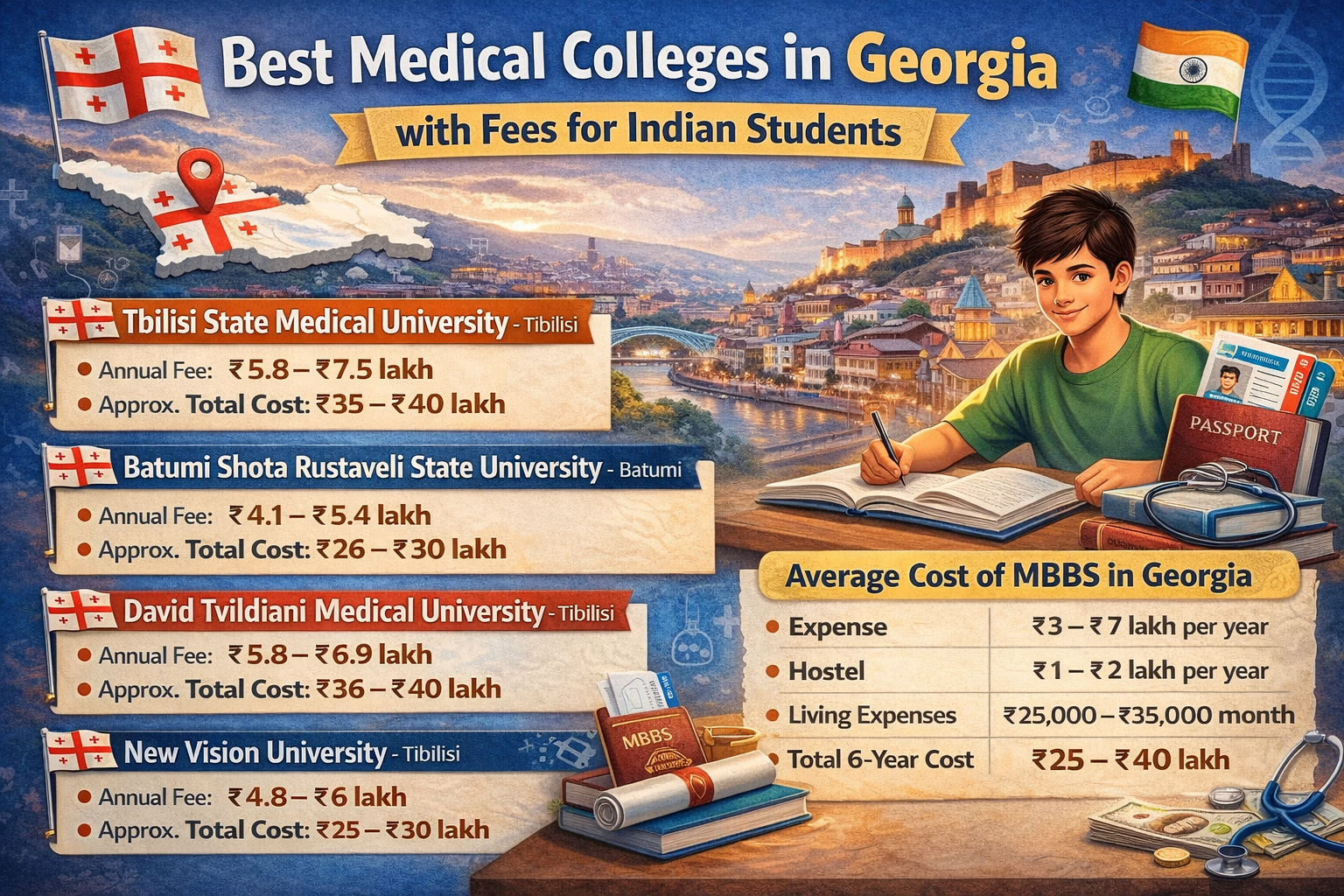 Best Medical Colleges in Georgia with Fees for Indian Students