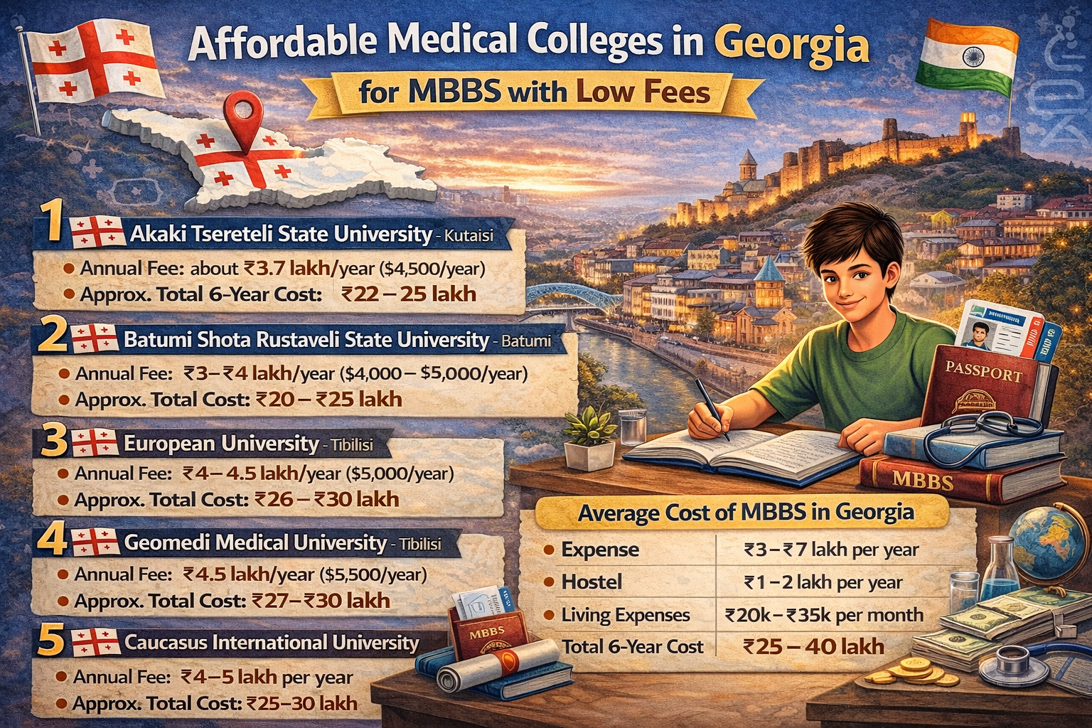 Affordable Medical Colleges in Georgia for MBBS with Low Fees