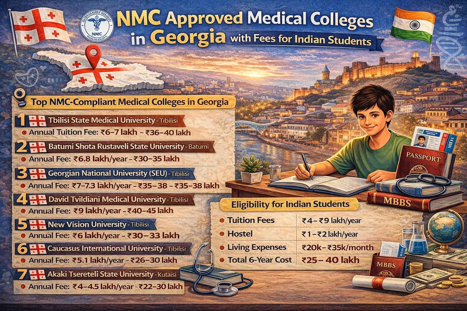 NMC Approved Medical Colleges in Georgia with Fees for Indian Students