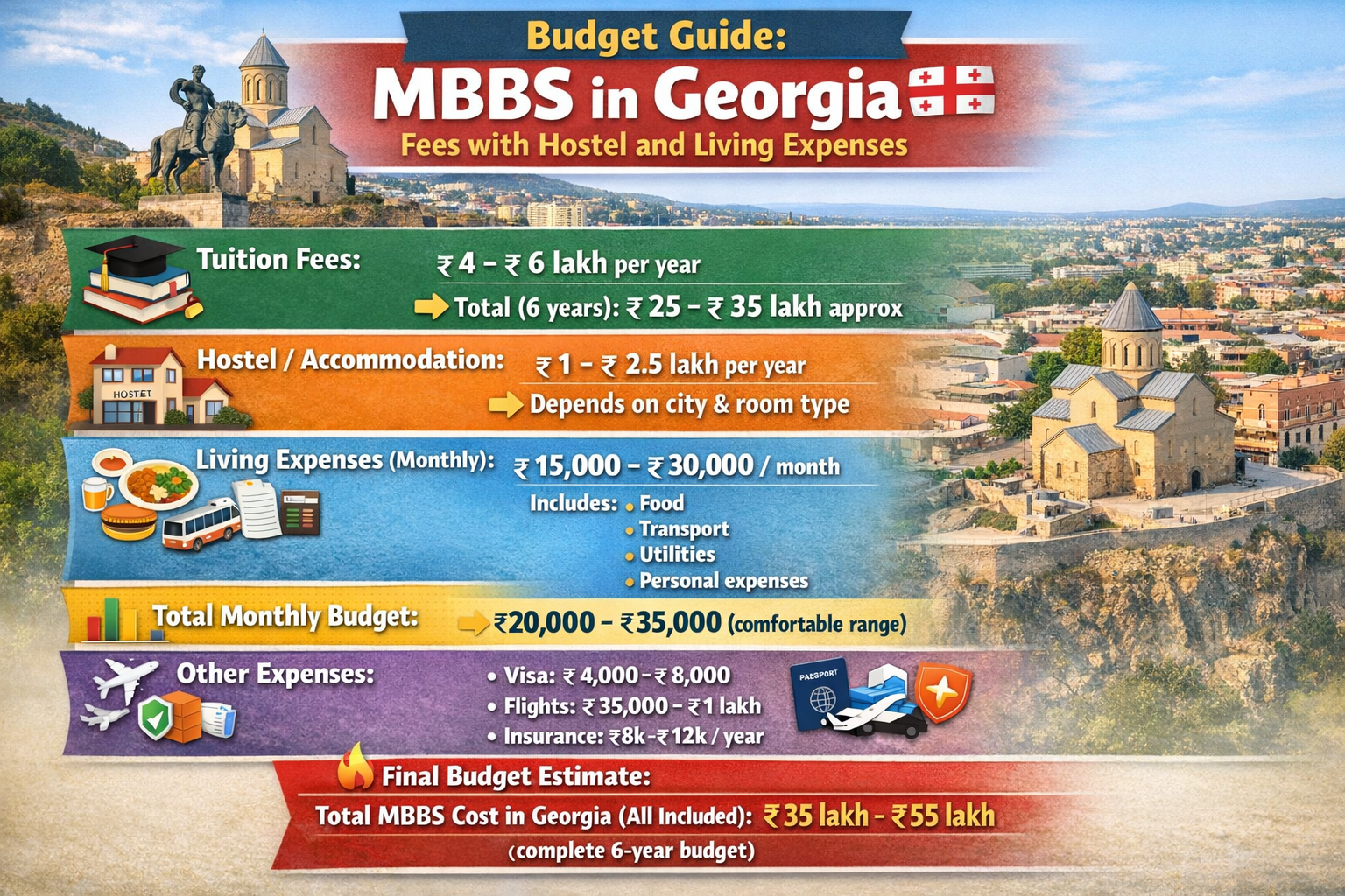 Budget Guide: MBBS in Georgia Fees with Hostel and Living Expenses
