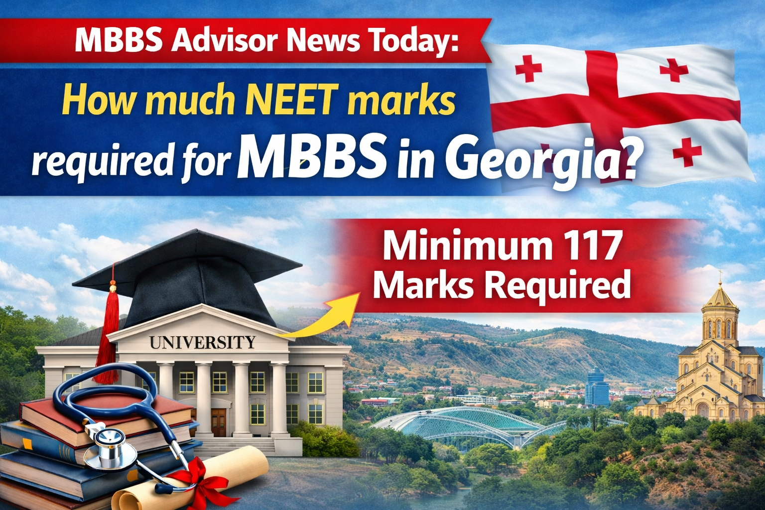 How much NEET marks are required for MBBS in Georgia?
