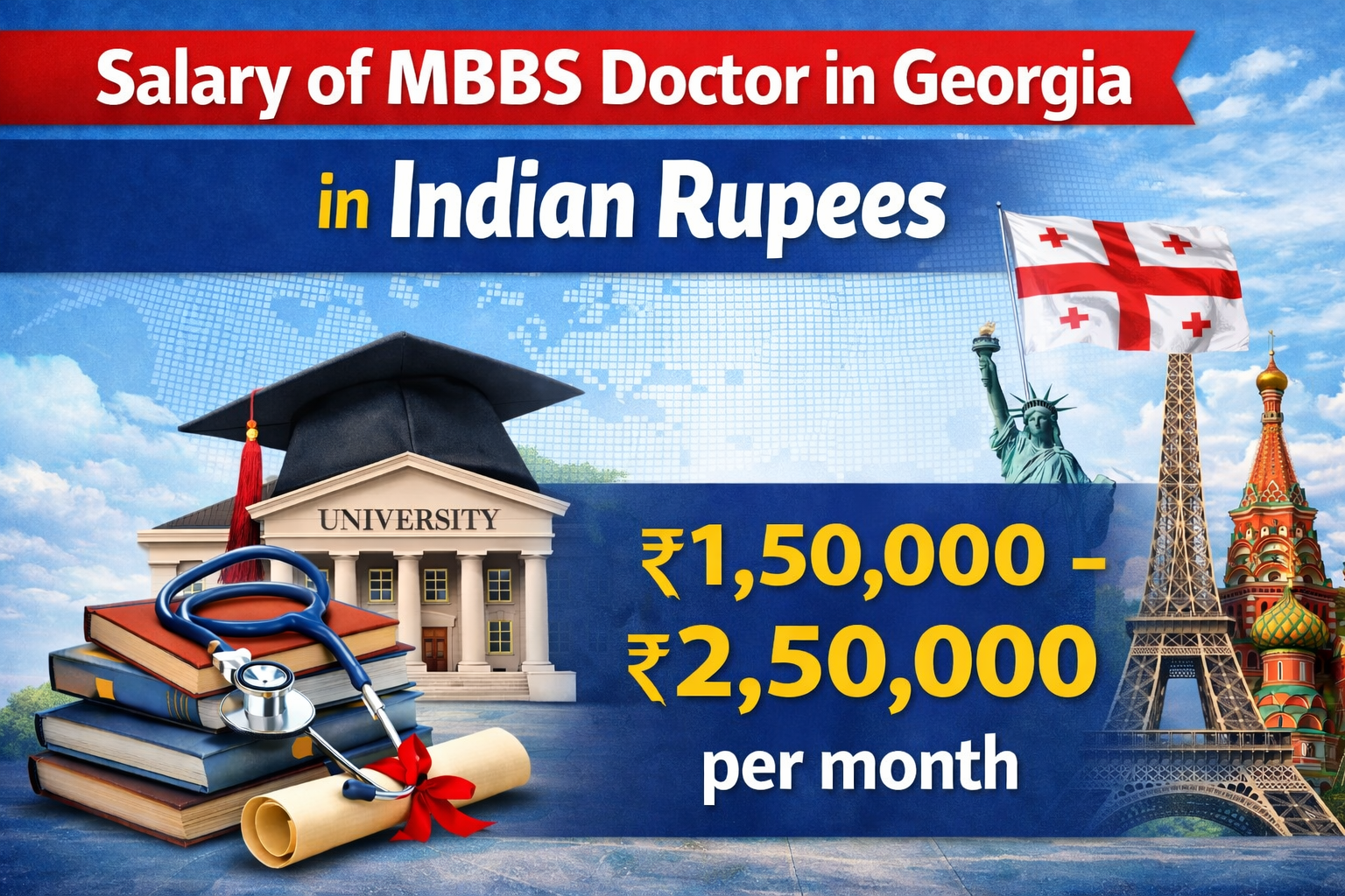 What is the salary of MBBS doctor in Georgia in Indian rupees?