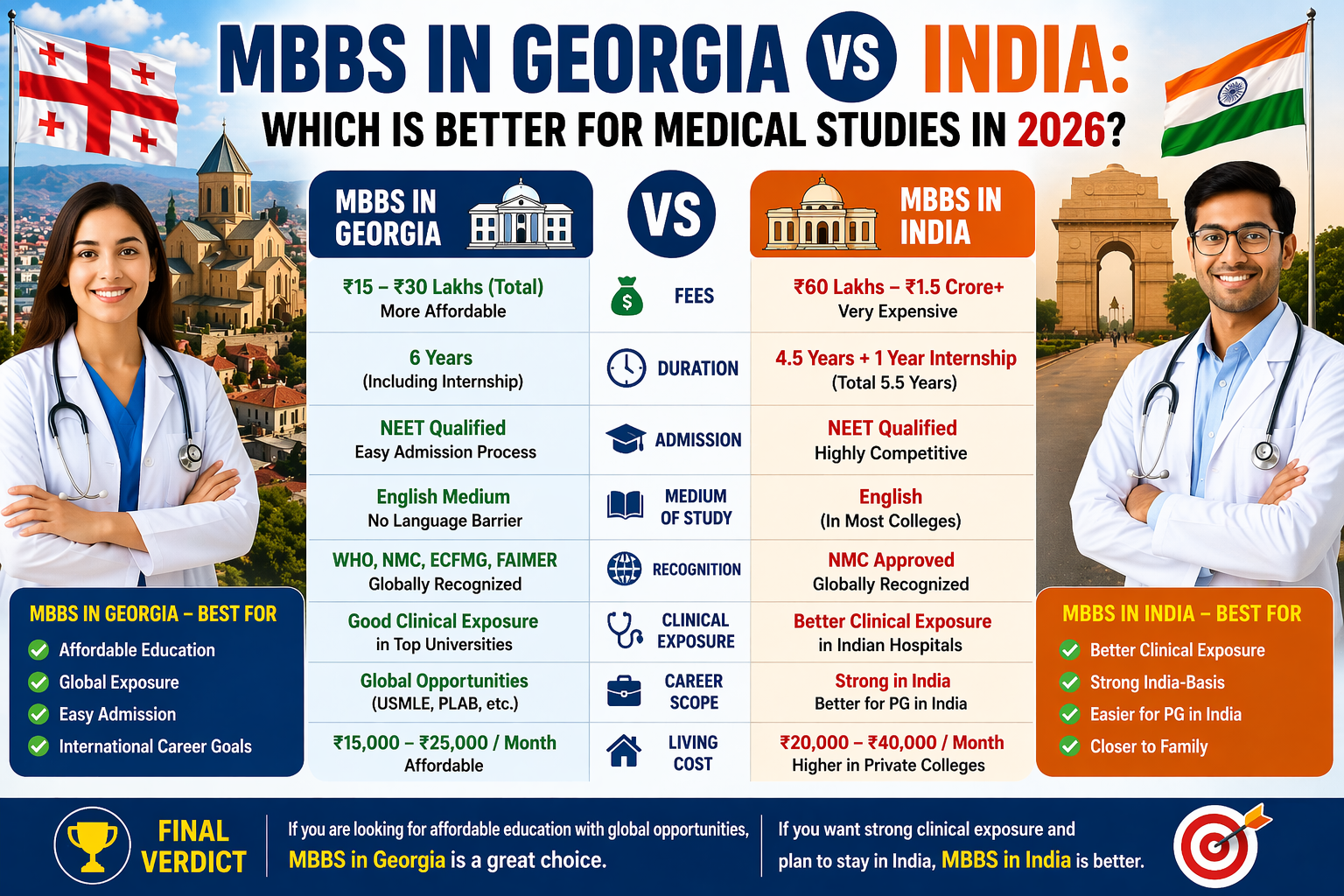 MBBS in Georgia vs India: Which is Better for Medical Studies in 2026?