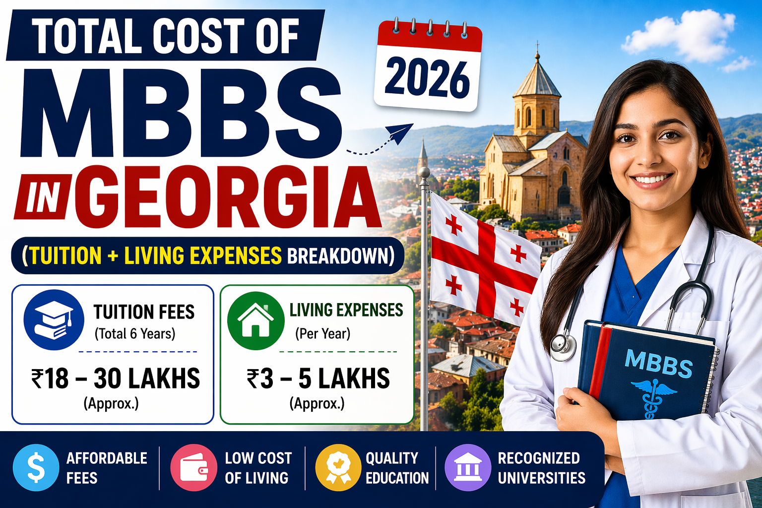 Total Cost of MBBS in Georgia 2026 (Tuition + Living Expenses Breakdown)
