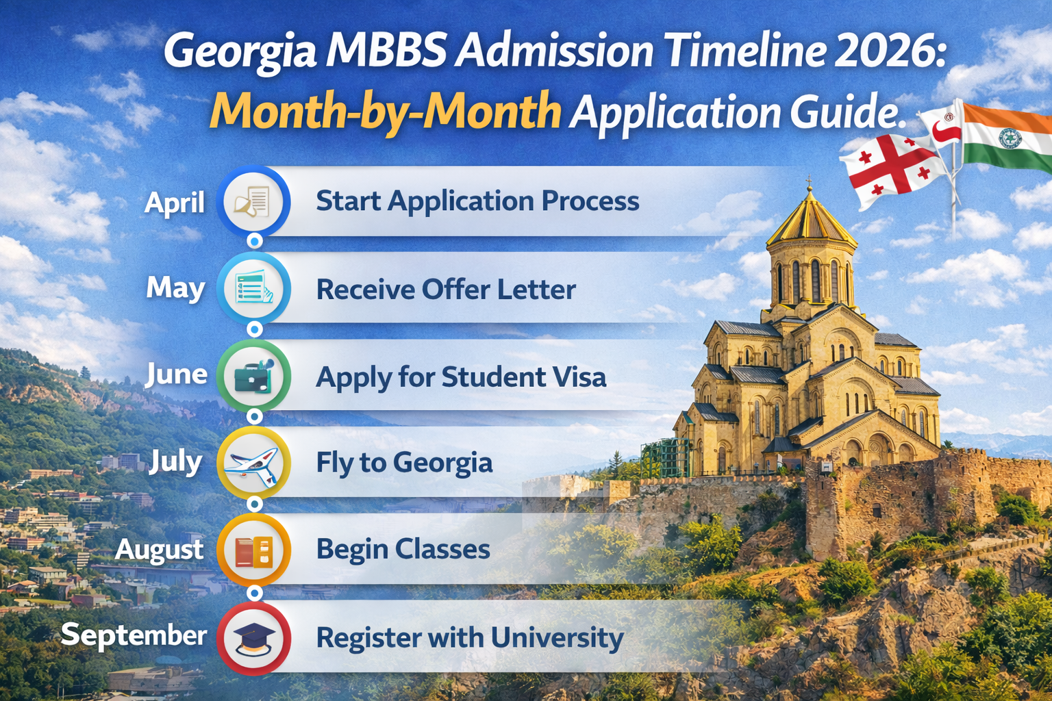 Georgia MBBS Admission Timeline 2026: Month-by-Month Application Guide