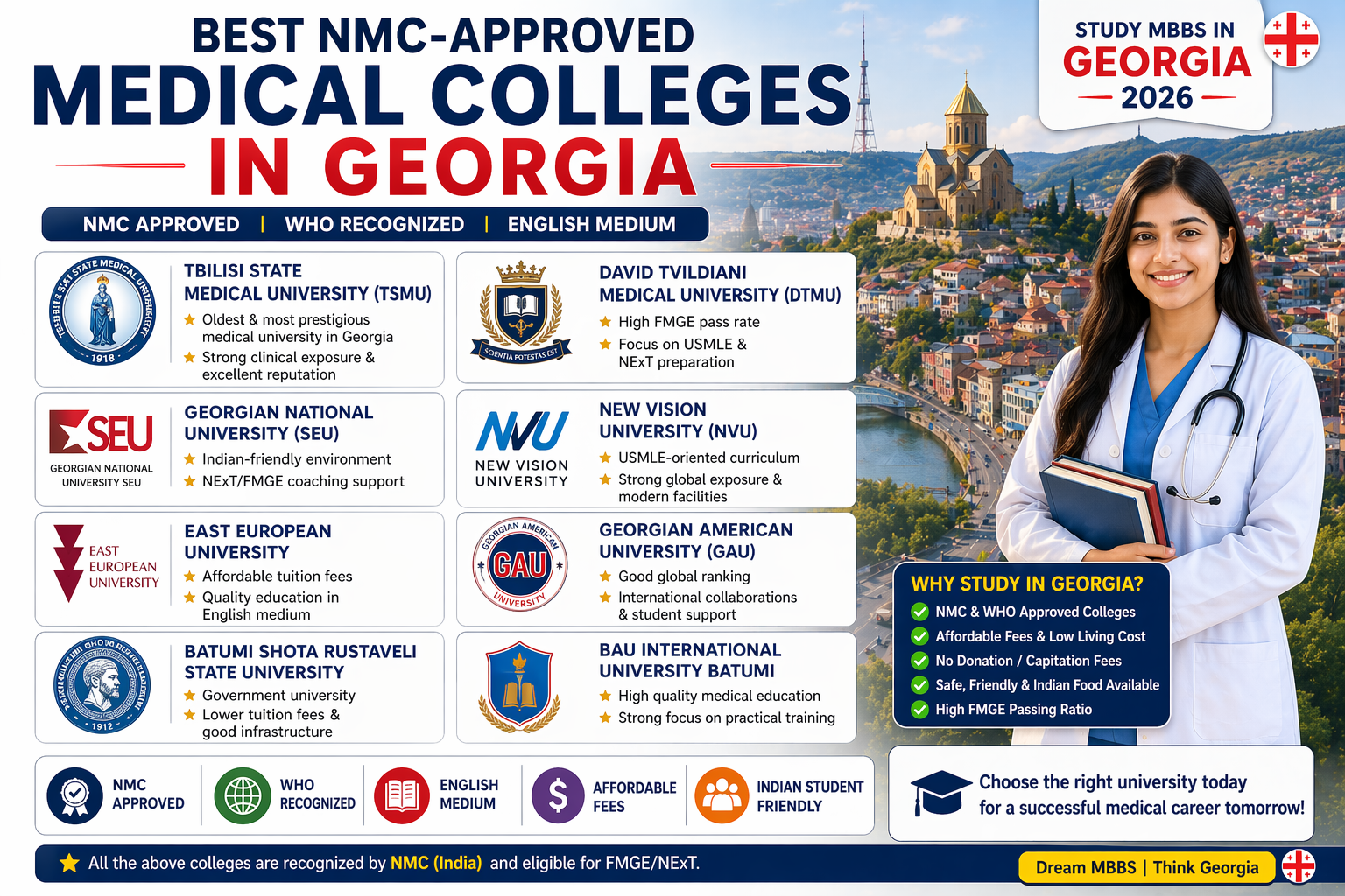 Top NMC Recognized Medical Colleges in Georgia