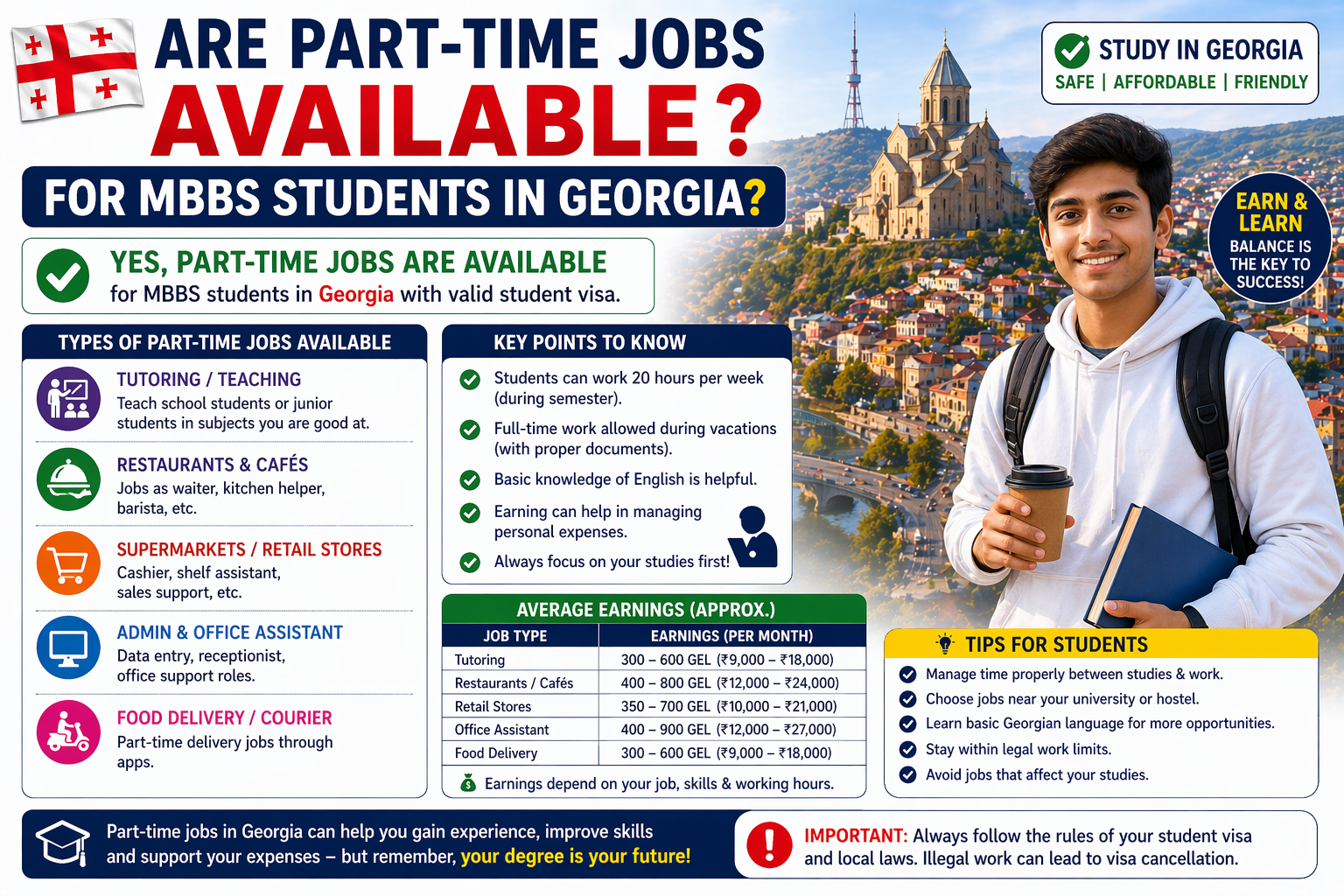 Are part-time jobs available for MBBS students in Georgia?