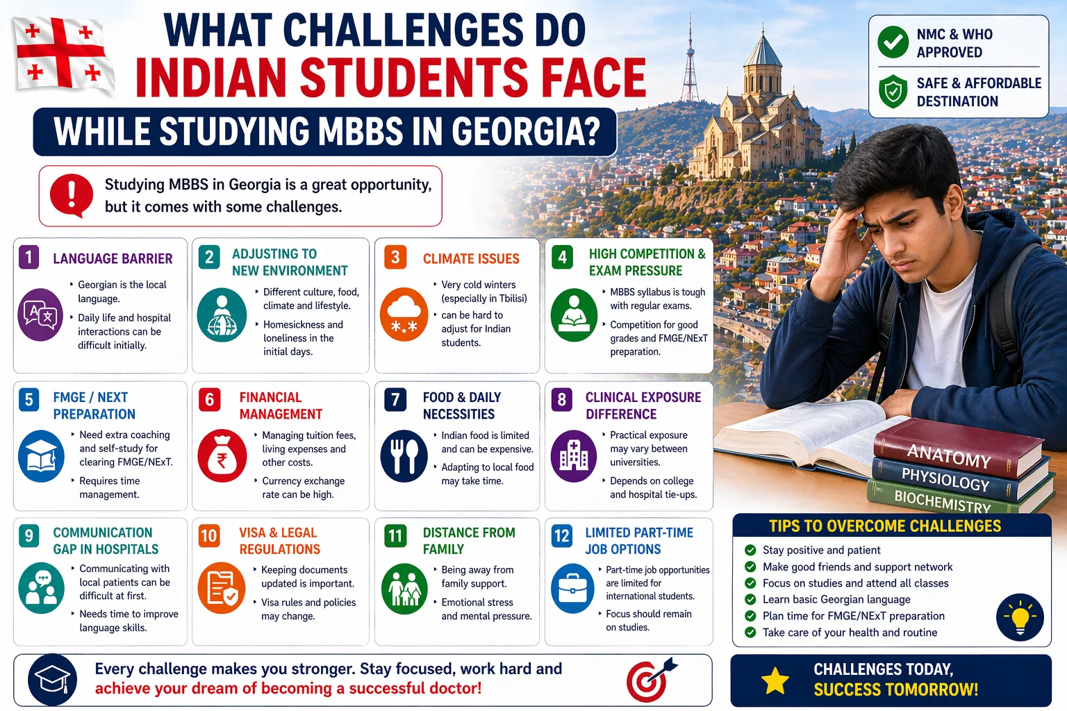 What challenges do Indian students face while studying MBBS in Georgia?