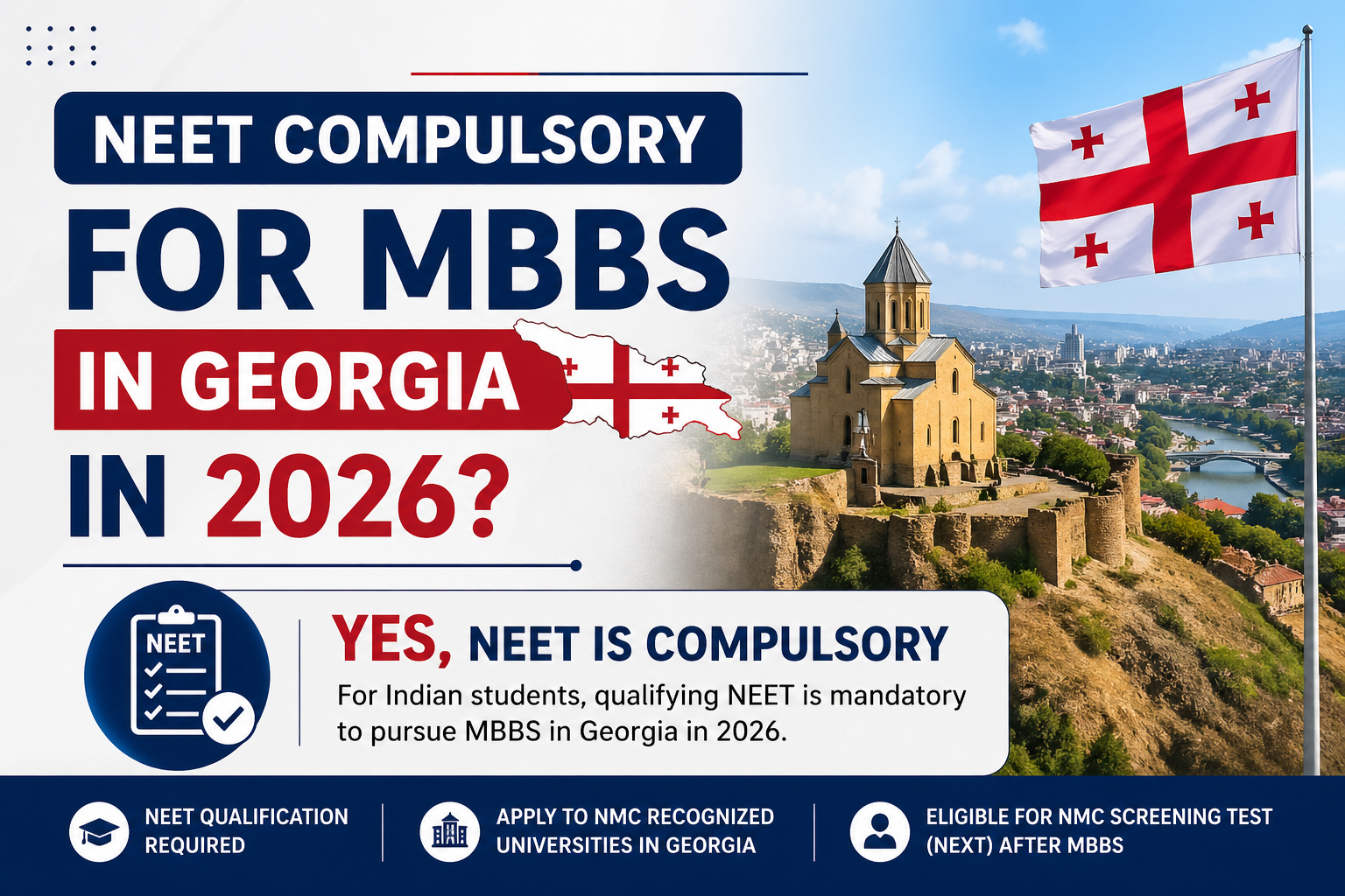 Is NEET compulsory for MBBS in Georgia in 2026?