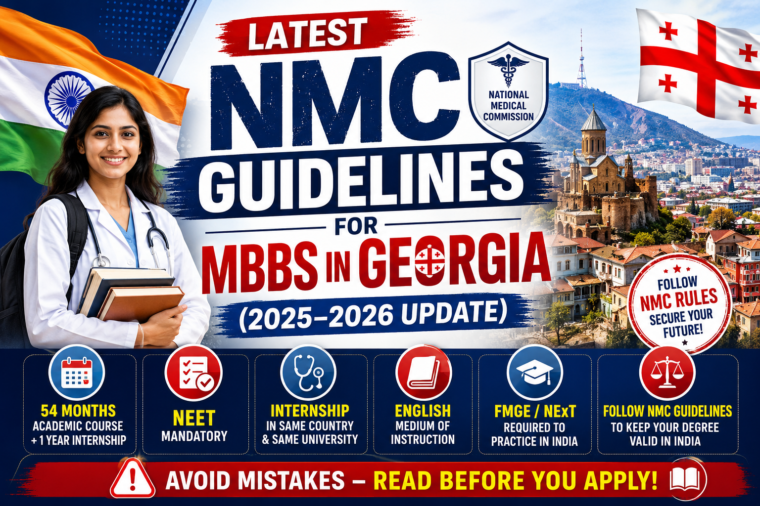 What are the latest National Medical Commission guidelines for MBBS in Georgia?