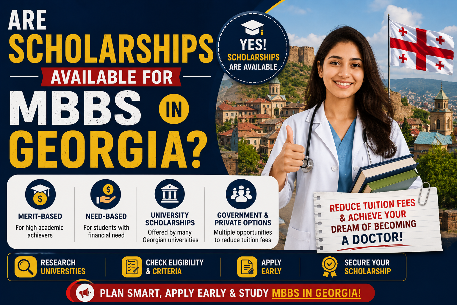 Are scholarships available for MBBS in Georgia?