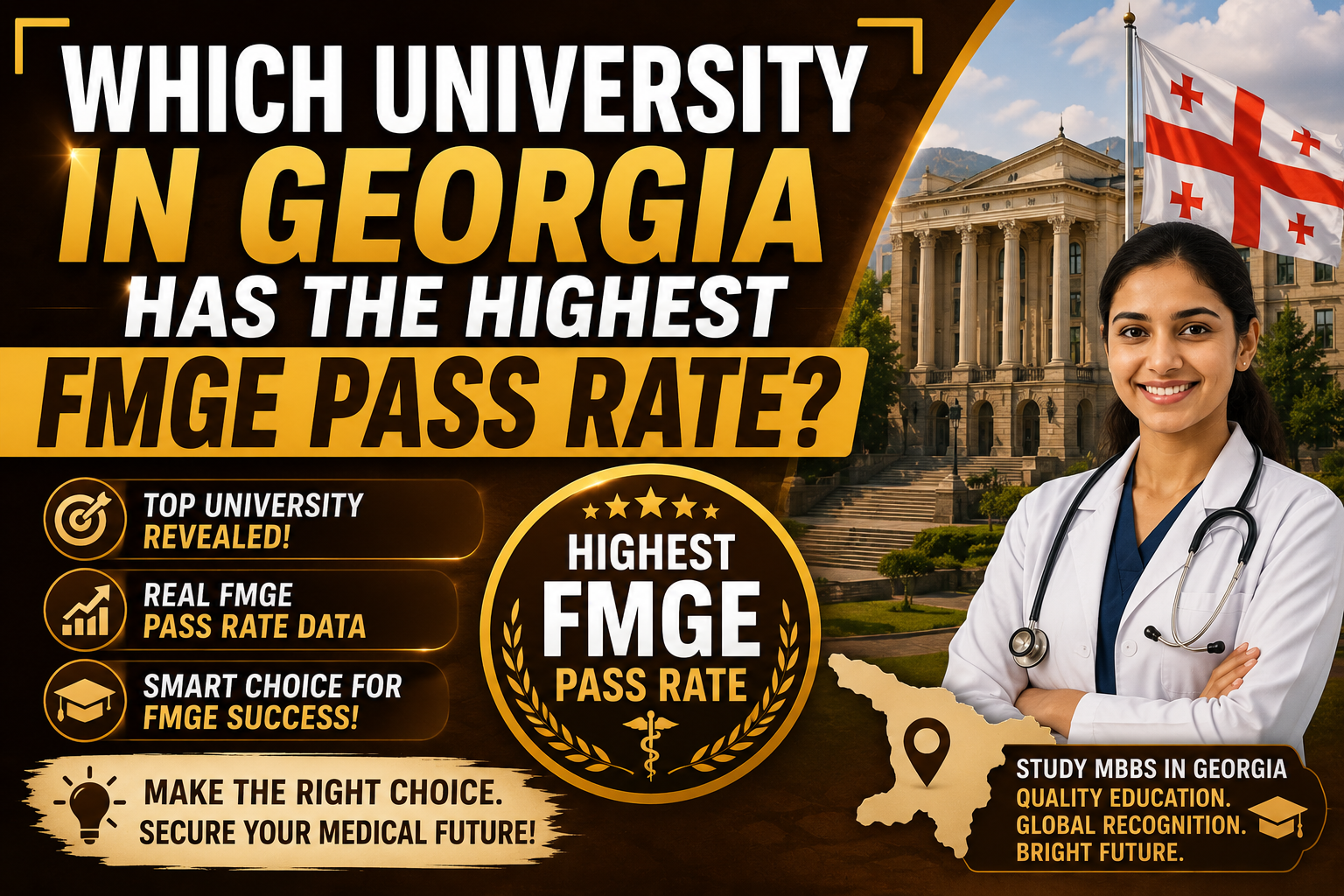 Which university in Georgia has the highest FMGE pass rate?
