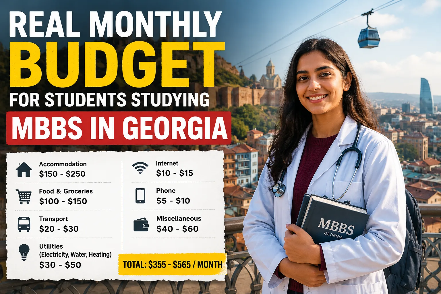 Real Monthly Budget for Students Studying MBBS in Georgia