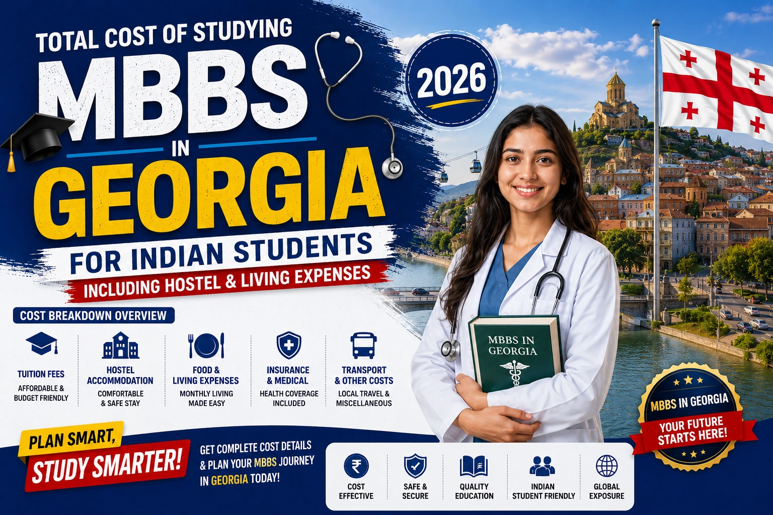 Total Cost of Studying MBBS in Georgia for Indian Students Including Hostel & Living Expenses (2026)