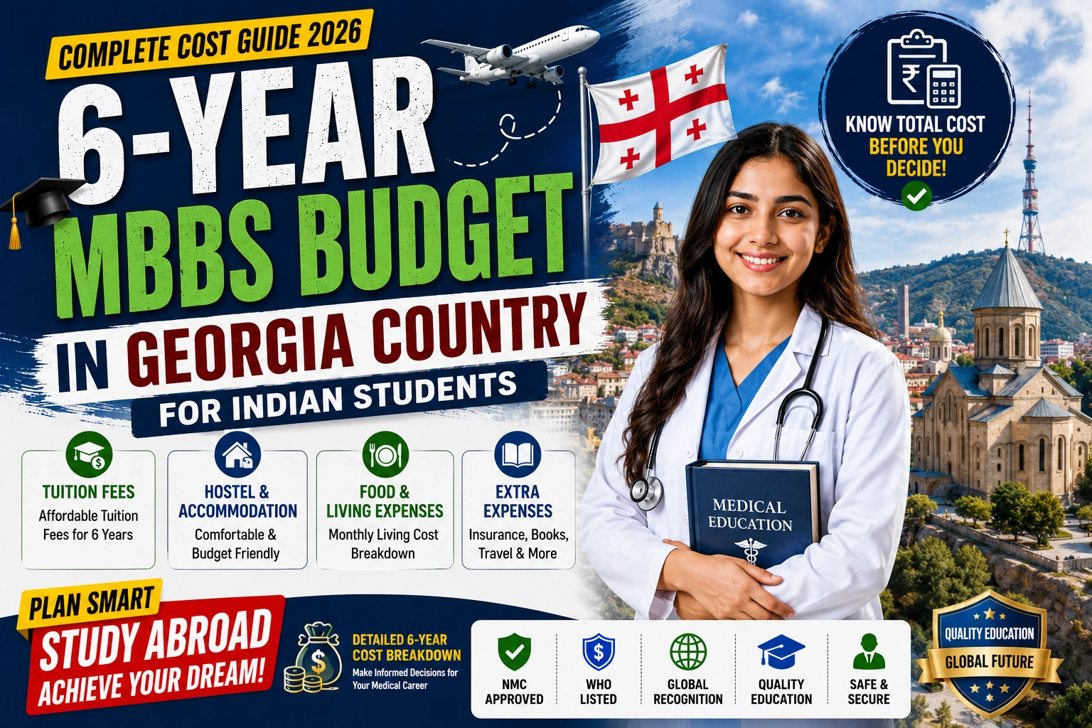 6-Year MBBS Budget in Georgia Country for Indian Students (Complete Cost Guide 2026)