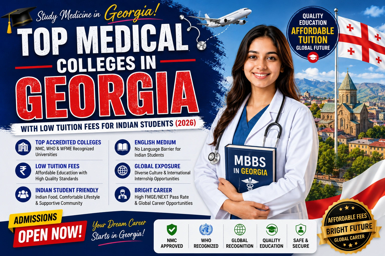 Top Medical Colleges in Georgia with Low Tuition Fees for Indian Students (2026)