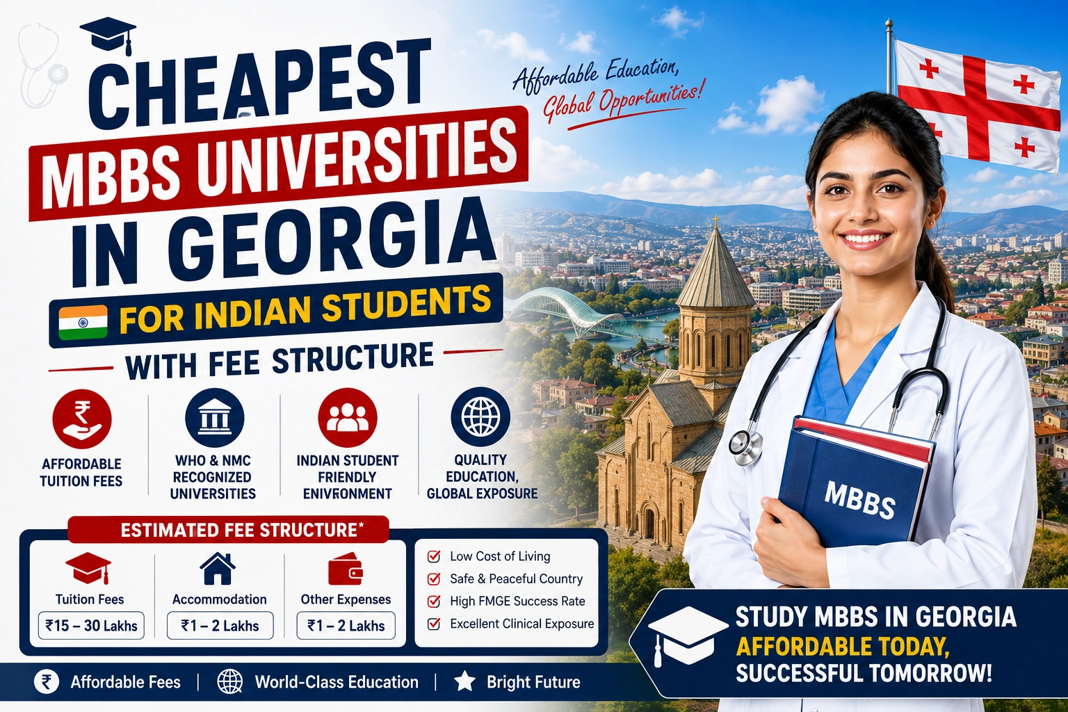 Cheapest MBBS Universities in Georgia for Indian Students with Fee Structure