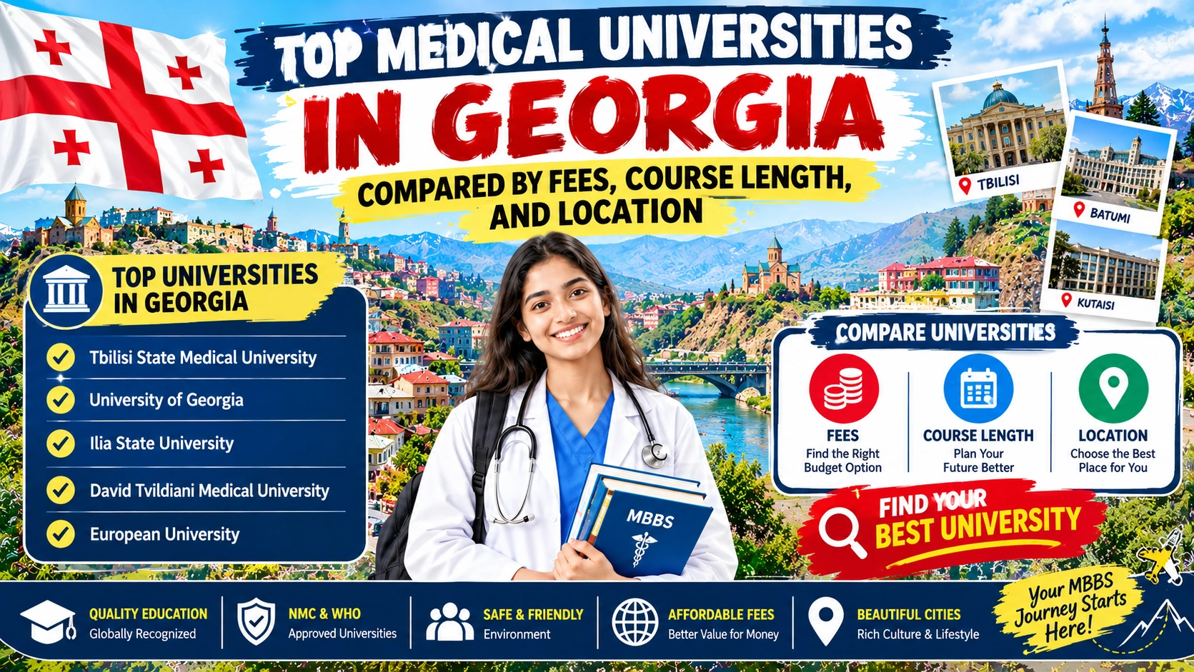 Top Medical Universities in Georgia Compared by Fees, Course Length, and Location